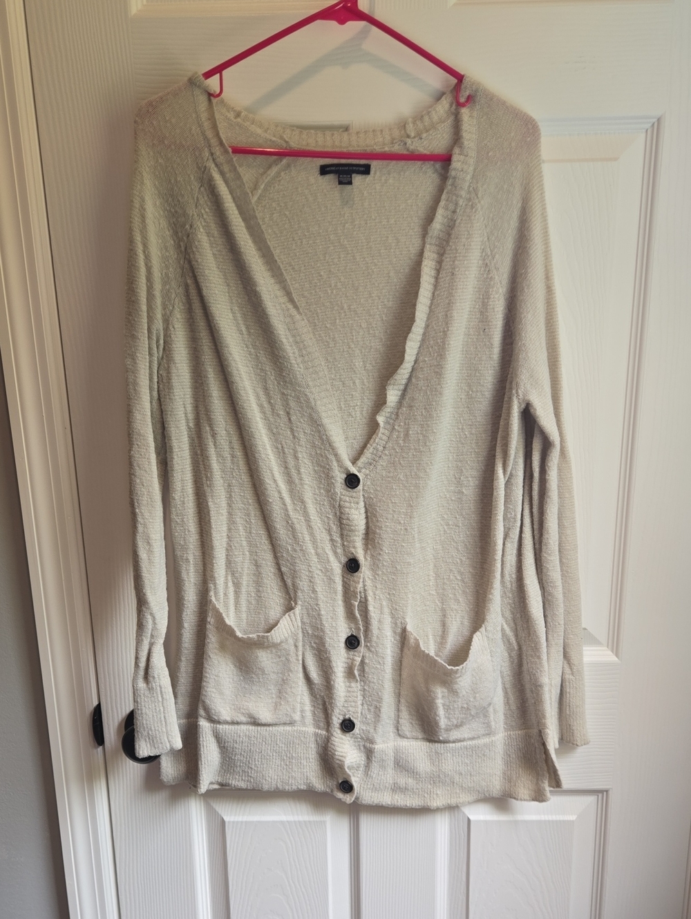 American Eagle Outfitters Cream Button-Front Women's Cardigan